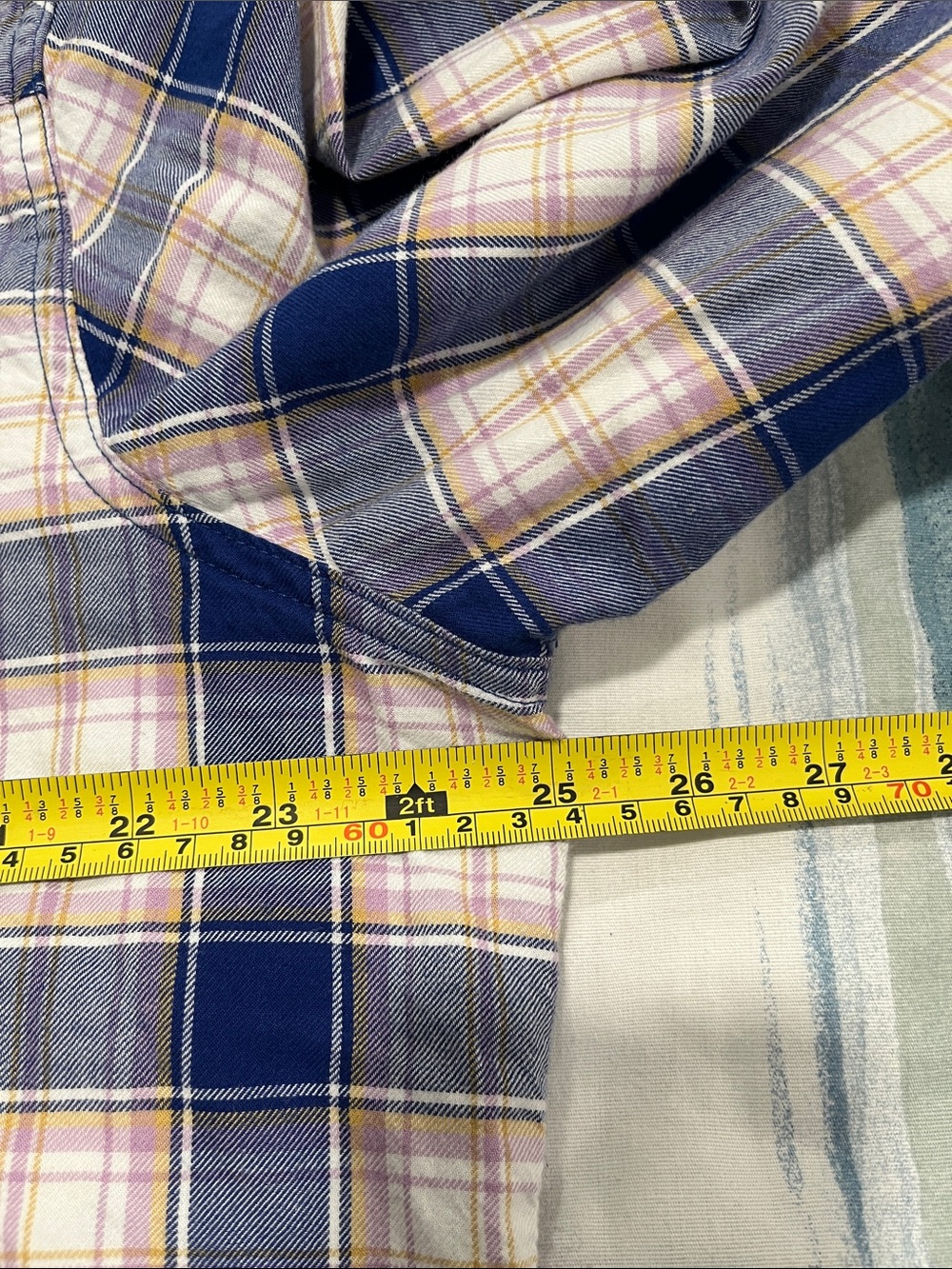 Levi's Men’s Western Blue, Purple Plaid Shirt White Pearl Snap Button - Picture 6 of 8